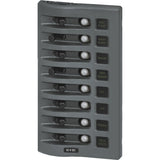 Blue Sea Systems WeatherDeck Waterproof Circuit Breaker Panel, 12/24V DC, IP67, 15A Per Circuit, Green LED Backlit Labels, Gray Panel