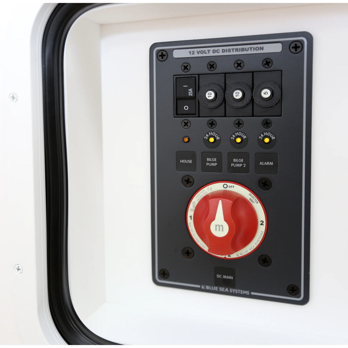 Blue Sea Systems Dual Battery Bank Management Panel, 12V/24V DC, 32V Max, Emergency Cross Connect