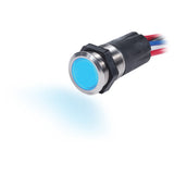 Blue Sea Systems Backlit Push Button Switch, 15A, 12V DC, IP67, 7/8 in Mounting Hole, Blue/Red Backlight