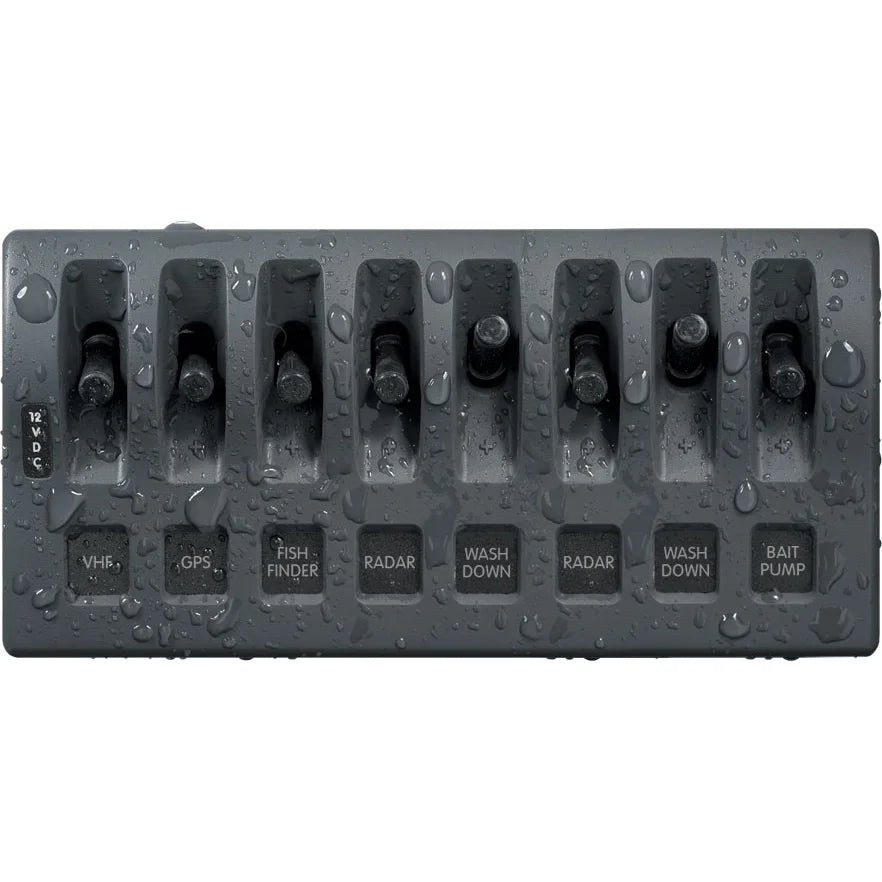 Blue Sea Systems WeatherDeck Waterproof Switch Only Panel, 12V/24V DC, IP67, 15A per Circuit