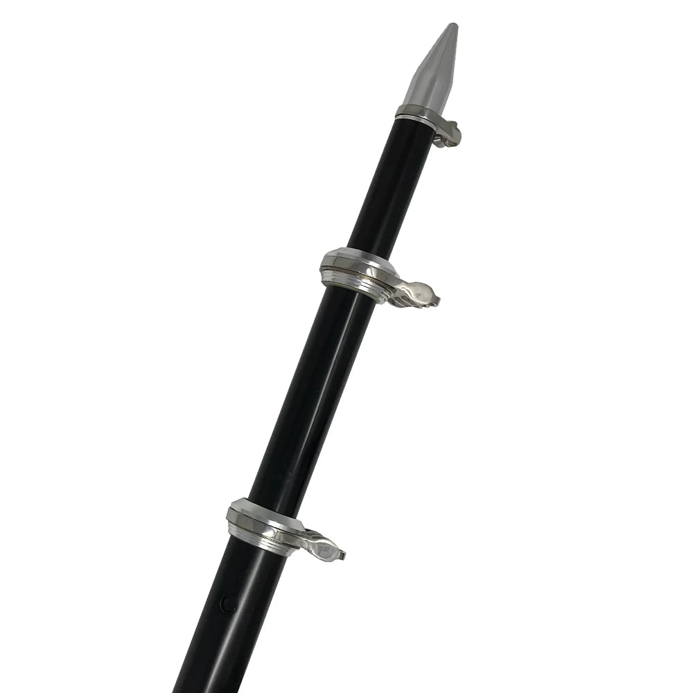 TACO Marine 18 ft Deluxe Aluminum Tele-Outrigger Poles, Pair, For GS-280/2801/380/390/400 Mounts, 1-1/2 in Butt, 360 Degree Swivel Collars