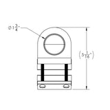 TACO Marine ShadeFin Mini Rail Mount, 6061 Aluminum, Type-304 SS Screws, Misty Silver Finish