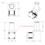 TACO Marine ShadeFin Mini Rail Mount, 6061 Aluminum, Type-304 SS Screws, Misty Silver Finish