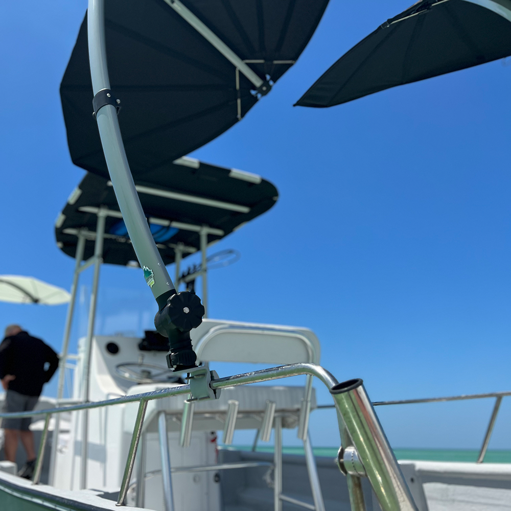 TACO Marine ShadeFin Mini Rail Mount, 6061 Aluminum, Type-304 SS Screws, Misty Silver Finish