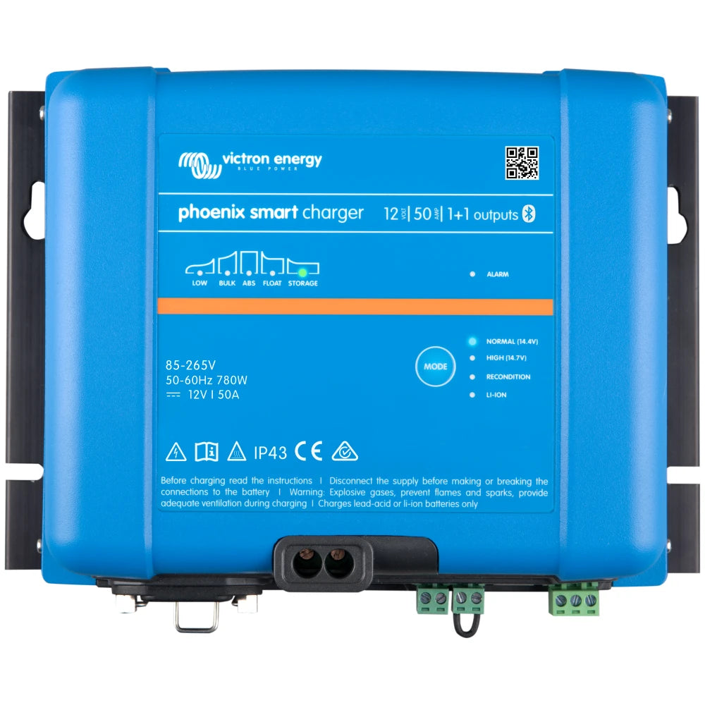 Victron Energy Phoenix Smart IP43 Battery Charger, 1+1 Output, 120-240V AC, Bluetooth