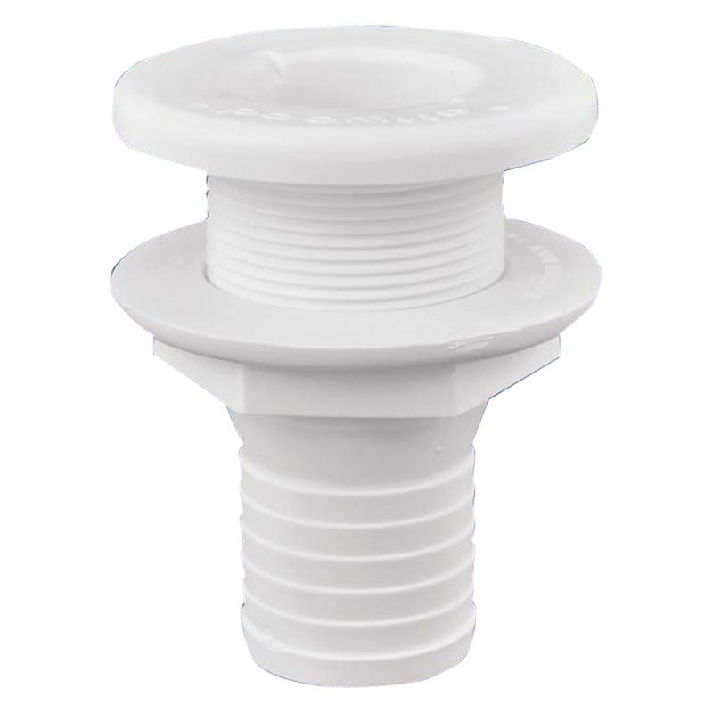 Attwood Marine Thru-Hull Fitting, 1-1/4 in Max Hull, White Polypropylene
