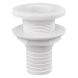 Attwood Marine Thru-Hull Fitting, 1-1/4 in Max Hull, White Polypropylene