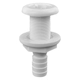 Attwood Marine Thru-Hull Fitting, 1-1/4 in Max Hull, White Polypropylene