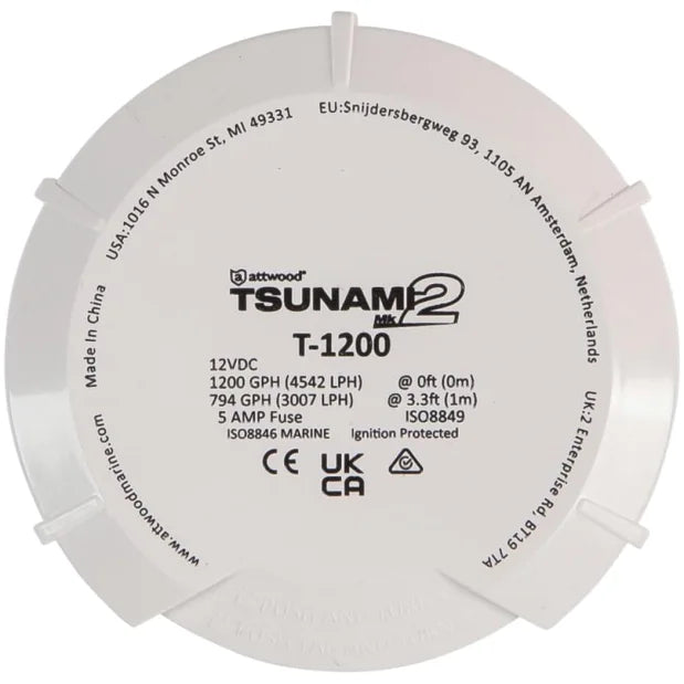 Attwood Marine Tsunami MK2 Replacement Motor Cartridge, For 56 Series Bilge and Aerator Pumps, 12V, X-Air Impeller