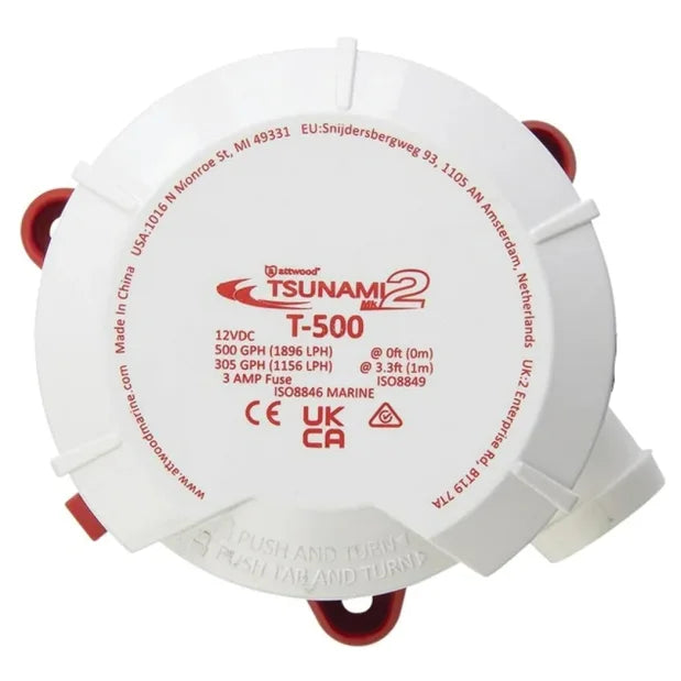 Attwood Marine Tsunami MK2 Replacement Motor Cartridge, For 56 Series Bilge and Aerator Pumps, 12V, X-Air Impeller