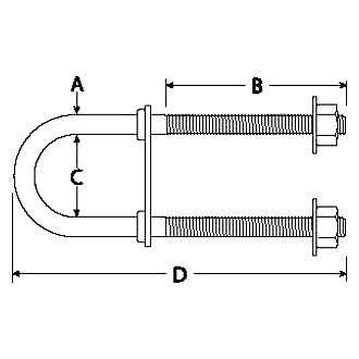 Attwood Marine Bow Eye U-Bolt, Stainless Steel, Plated Nuts and Washers