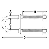 Attwood Marine Bow Eye U-Bolt, Stainless Steel, Plated Nuts and Washers