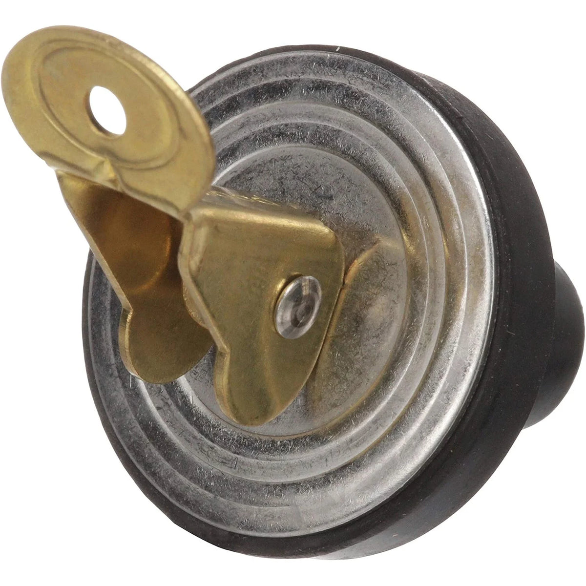 Attwood Marine Livewell/Bailer Drain Plug, Snap-Handle, Cam-Action Neoprene, Brass Snaps and Plates