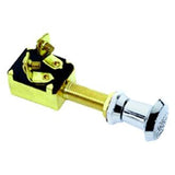 Attwood Marine Push-Pull Switches, 12V DC, Screw Terminals, Chrome-Plated Knob, Brass Case