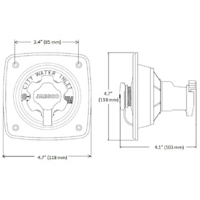 Jabsco Water Pressure Regulator, 45 PSI Output, Flush Mount, Backflow Preventer, Removable Strainer