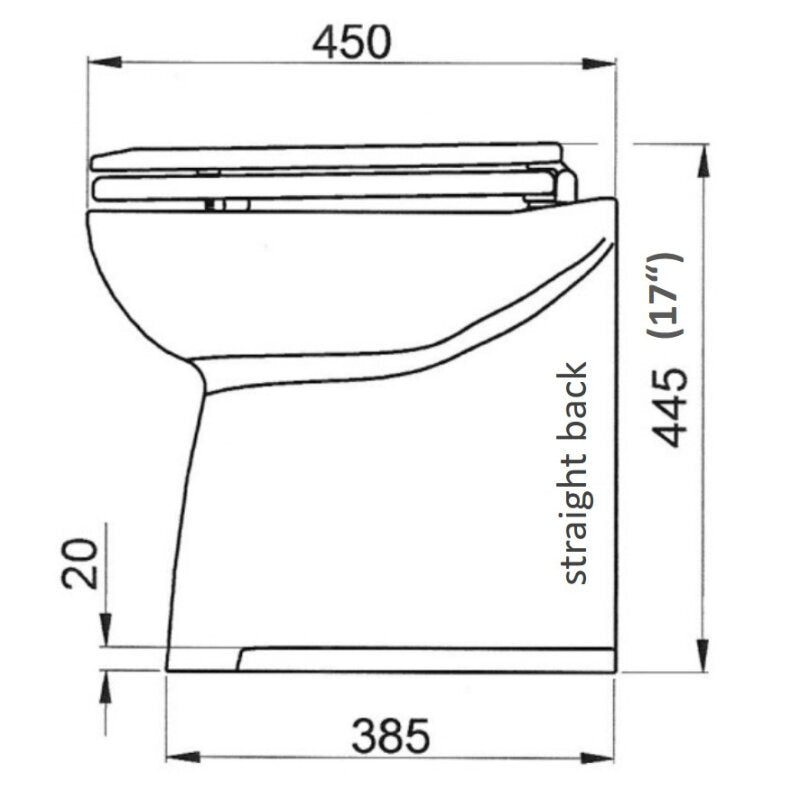 Jabsco Deluxe Flush Raw Water Electric Marine Toilet, 17 in, Soft Close Lid, Remote Rinse Pump