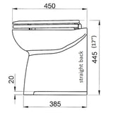 Jabsco Deluxe Flush Raw Water Electric Marine Toilet, 17 in, Soft Close Lid, Remote Rinse Pump