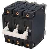 Blue Sea Systems C-Series Toggle Circuit Breaker, Triple Pole, 120/240V AC, 80V DC, White Actuator