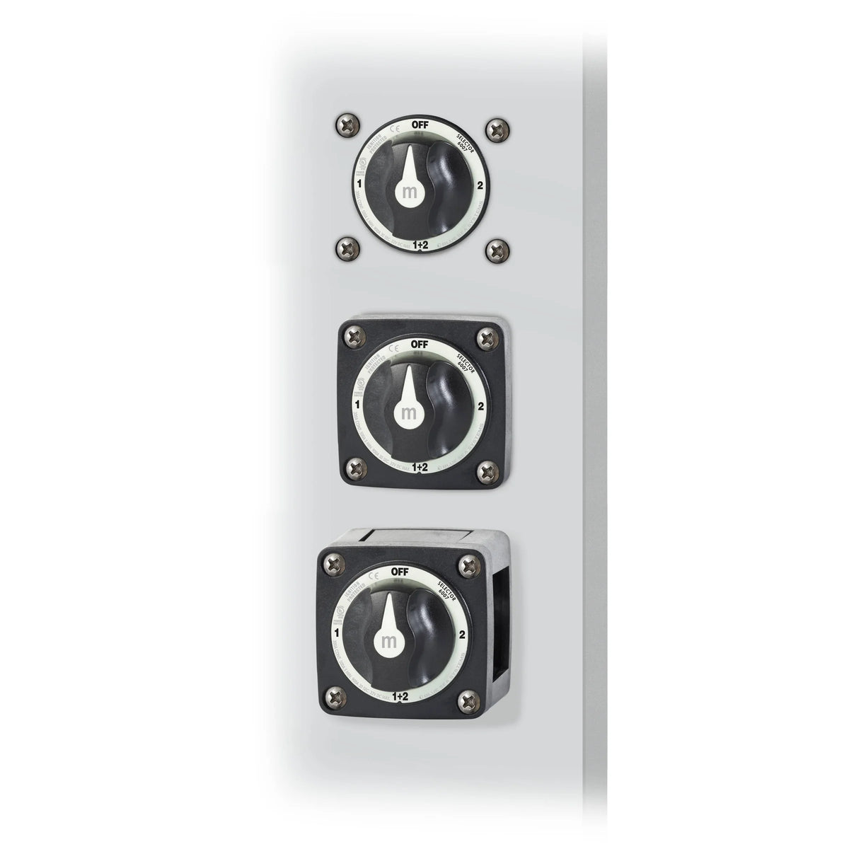 Blue Sea Systems m-Series Mini Selector Battery Switch, 4 Position, Battery Combine, 300A, 32V DC, IP66