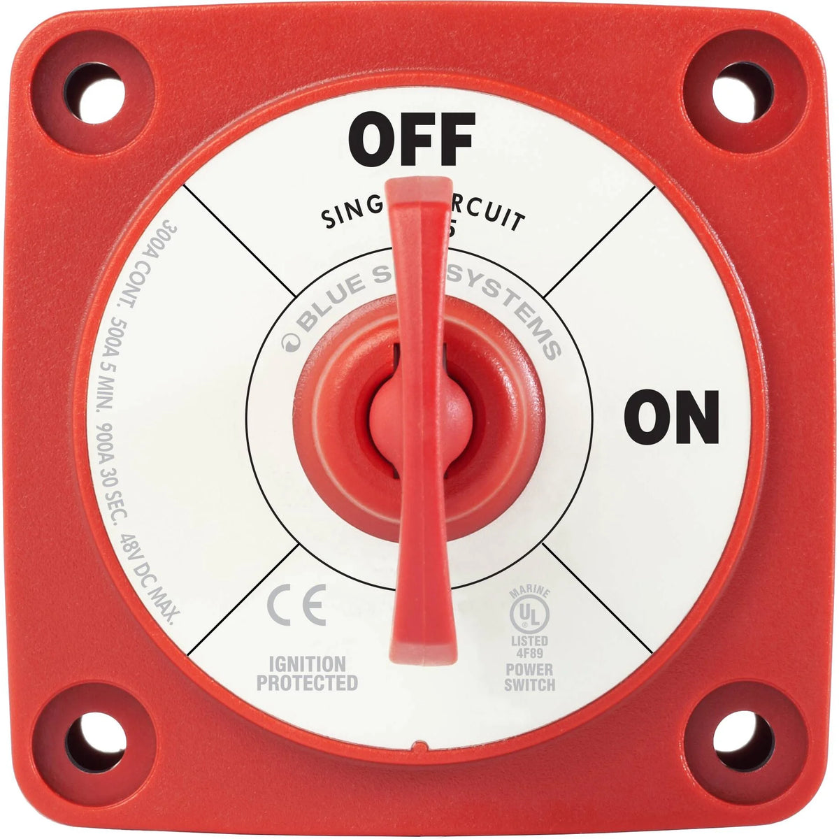 Blue Sea Systems m-Series Mini Battery Switch with Key, Single Circuit ON-OFF, 48V DC, 300A Continuous