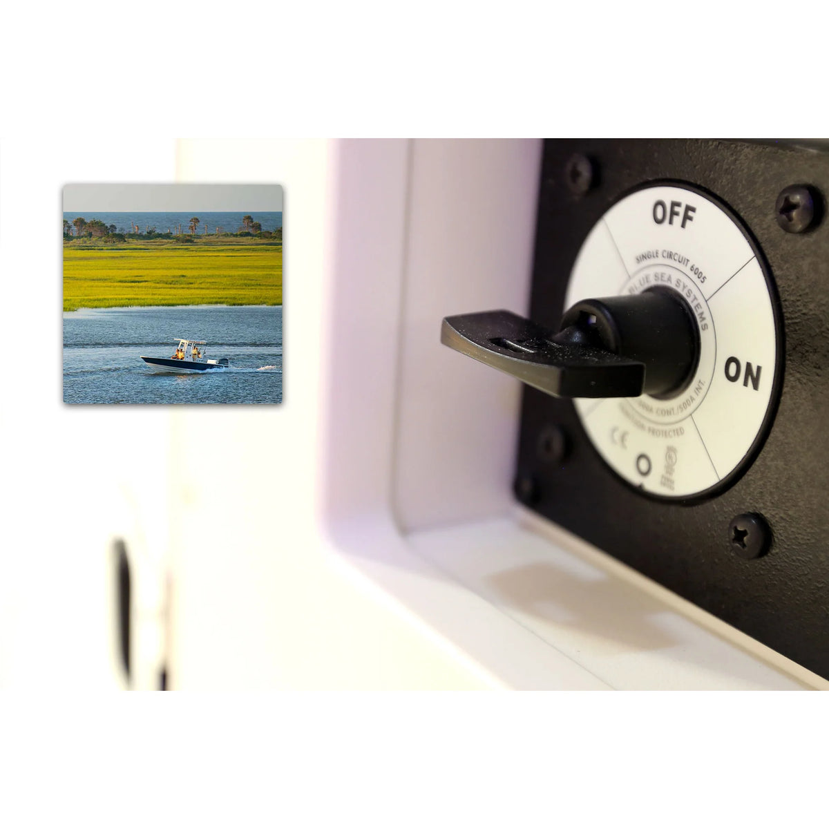 Blue Sea Systems m-Series Mini Battery Switch with Key, Single Circuit ON-OFF, 48V DC, 300A Continuous