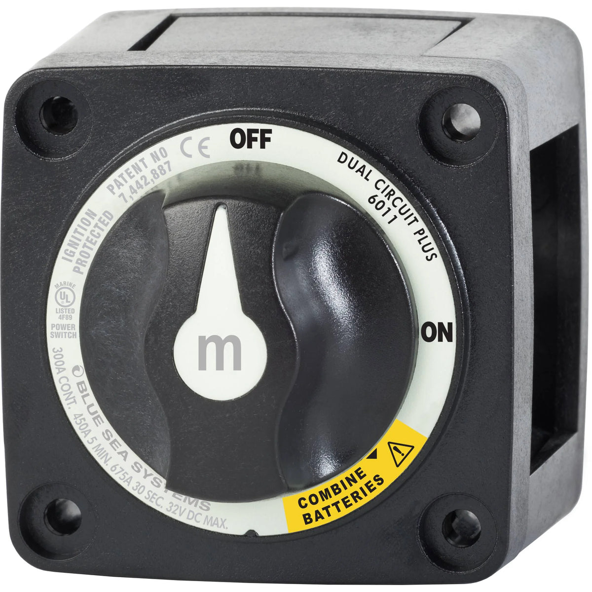Blue Sea Systems m-Series Mini Dual Circuit Plus Battery Switch, 32V DC, 300A, 3 Position