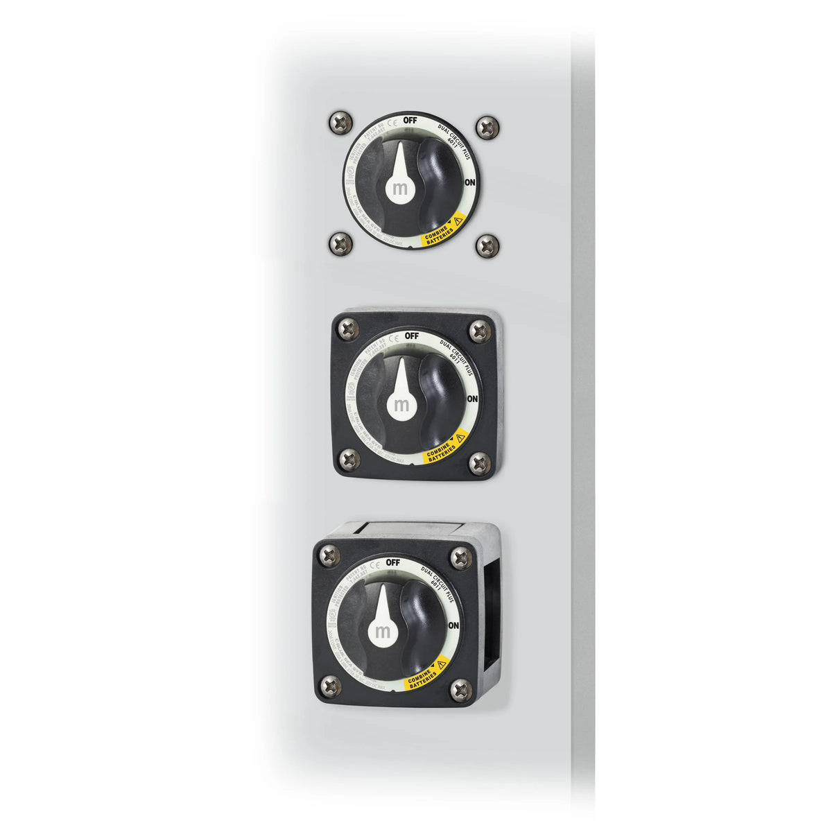 Blue Sea Systems m-Series Mini Dual Circuit Plus Battery Switch, 32V DC, 300A, 3 Position