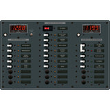Blue Sea Systems Traditional Metal AC/DC Circuit Breaker Panel, AC Main + 6 Positions, DC Main + 18 Positions, Digital Multi-Function Meters