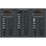 Blue Sea Systems Traditional Metal AC/DC Circuit Breaker Panel, AC Main + 6 Positions, DC Main + 18 Positions, Digital Multi-Function Meters