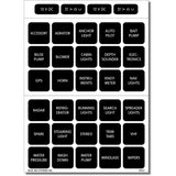 Blue Sea Systems Waterproof DC Label Kit, For WeatherDeck Waterproof Panels, Black Square Labels