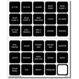 Blue Sea Systems Waterproof DC Label Kit, For WeatherDeck Waterproof Panels, Black Square Labels