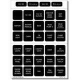 Blue Sea Systems Waterproof DC Label Kit, For WeatherDeck Waterproof Panels, Black Square Labels