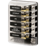 Blue Sea Systems ST Glass 6 Circuit Fuse Block, 32V DC, 100A, AGC/MDL Fuses