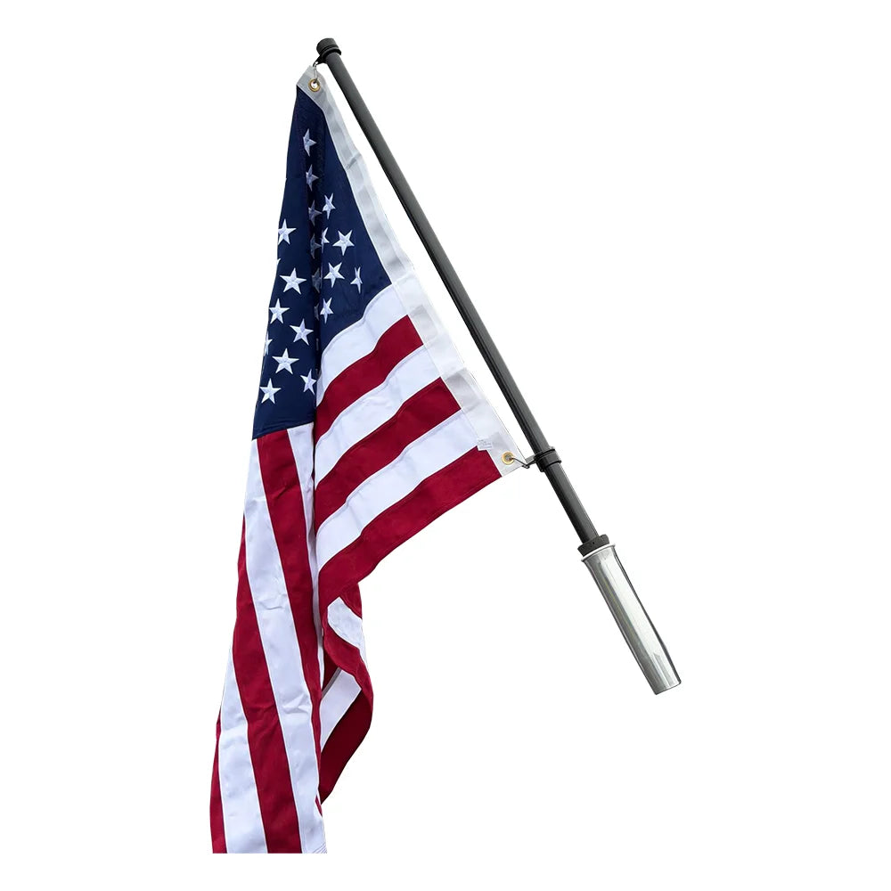 TACO Marine Carbon Fiber Flag Pole, For 1-5/8 in Rod Holders and Gunwale Mounts, J-Lock System, Awl Grip Clear Coat, 360° Swivel